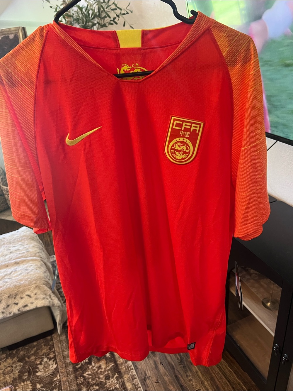 Nike Red and Yellow Adult Soccer Jersey with CFA Crest